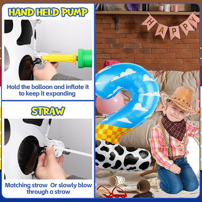 40 Inch Number 2 Balloon Blue Clouds Cartoon Story Balloons Toy Inspired Story - Image 4