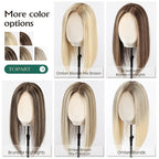 Full Hand Tied Hair Toppers for Women Remy Human Hair Lace Front Topper 14 Inch 6"×6" Partial wig Cover Thinning Hair or Loss No Bangs Top Hair Pieces (Ombre Brown Mix Platinum)