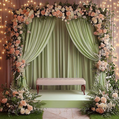 ESGOTBME 10x10ft Wrinkle Free Sage Green Backdrop Curtain - Image 9