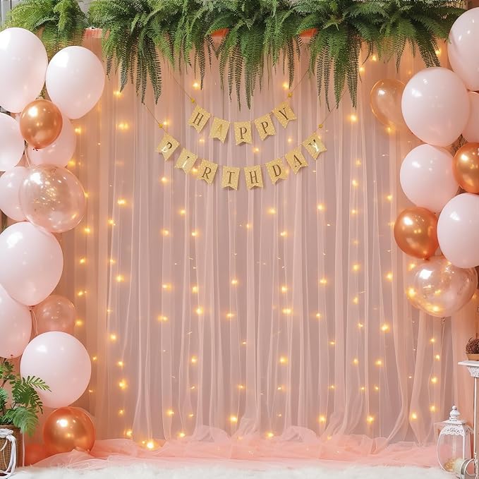 10x10ft Peach Tulle Backdrop Curtain - Image 2