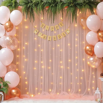 10x10ft Peach Tulle Backdrop Curtain - Image 2