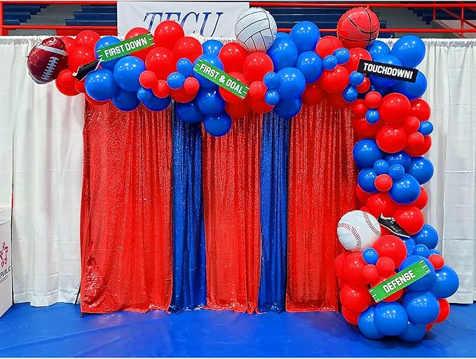 JYFLZQ Red Sequin Backdrop Curtains 2ft x 8ft 4 Panel Glitter Photo Booth - Image 3