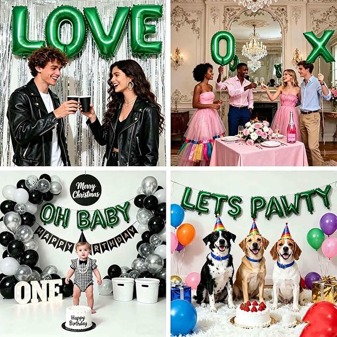 98 Pcs Green Letter Balloons, Custom 3 Set A-Z Set - Image 6