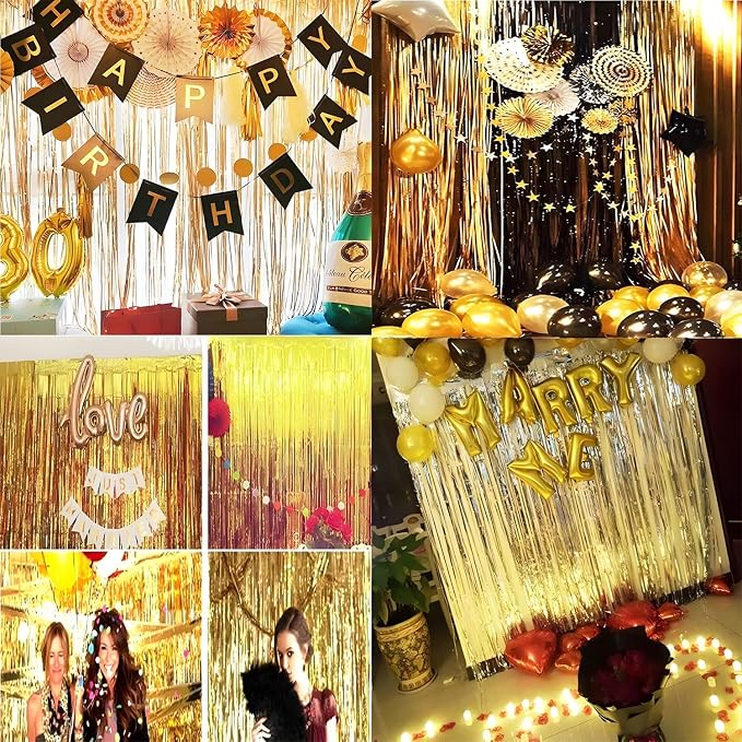 BRAVESHINE Foil Fringe Curtains | Tinsel Curtain Streamers Backdrop | 2 PCS | - Image 6