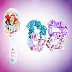 LUV HER Disney Princess Hair Accessory 5 Pcs Set - 1 Large Hairbrush + 4 Scrunchies - Accessories For Girls - Detangling Brush - scrunchies 3 +