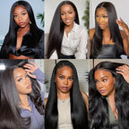 Yaki Straight Clip in Hair Extensions Real Human Hair 8Pcs Remy Human hair Clip ins for Women, Natural Soft Human Hair 120g 26inch #1B Natural Black