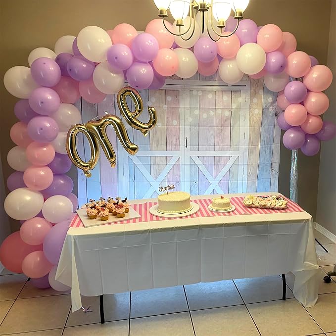 Pink and Purple Balloons, 75 Pack Pastel Purple Pink and Matte White Latex - Image 5