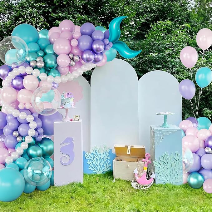 Mermaid Balloon Garland Arch Kit Baby Shower Party Decoration | 145pcs Purple - Image 6