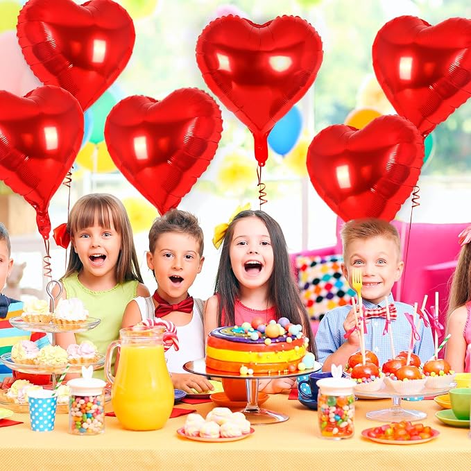 12 Pcs Red Heart Balloons, 18 Inch Heart Foil Balloons Love Balloon Valentine - Image 6