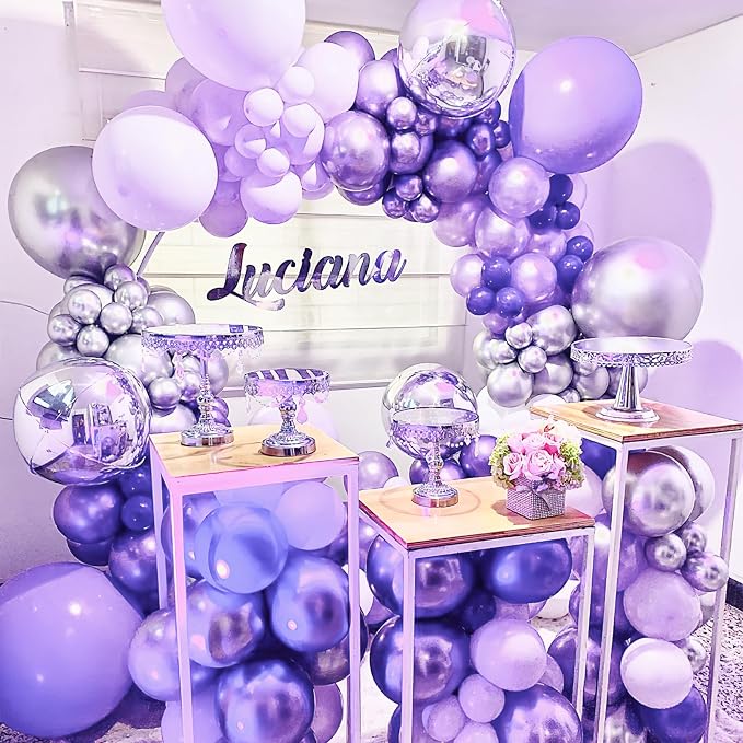 PartyWoo Metallic Purple Balloons 50pcs Chrome Purple Color 12 Inch | Balloons - Image 7