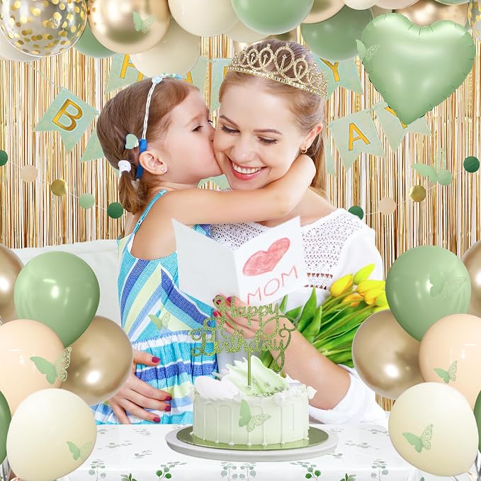 Amandir Sage Green Birthday Decorations - Image 6