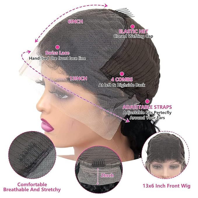 13x6 Straight Lace Front Wigs Human Hair HD Transparent Lace Front Wigs for Black Woman Brazilian Pre Plucked Natural Color 26 Inch