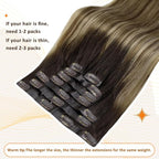 Full Shine Balayage Hair Clip in Extensions Short Hair Extensions Clip ins Ombre Dark Brown to Medium Brown Mix Honey Blonde Hair Clip in Extensions 12 Inch 8 PCS 95 G