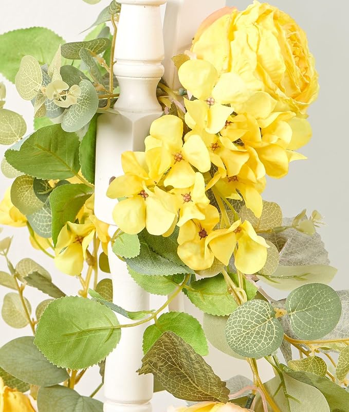 Artificial Flower Garland 2pcs 5.4ft Rose & Hydrangea Vine Decor, Hanging Faux - Image 3