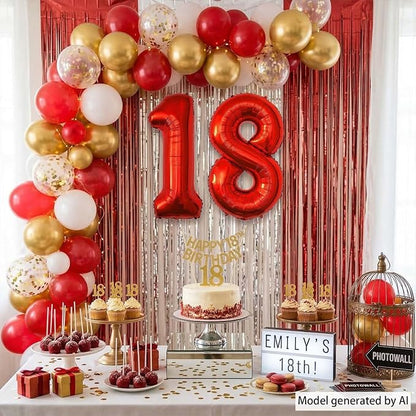 Red Number 18 Balloon 40 Inch, Foil Numeral - Image 2