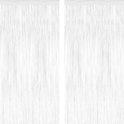 ZATAYE 2 Pack White Foil Curtain Streamer Decorations | White, Metallic Foil by ZATAYE