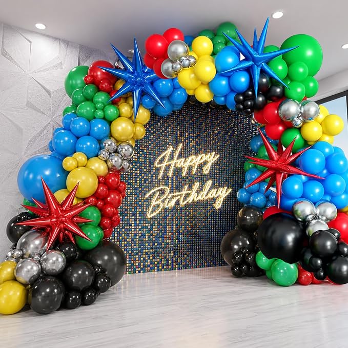 137PCS Red Blue Yellow Green Black Balloon Arch Garland Kit | Colorful Latex - Image 8