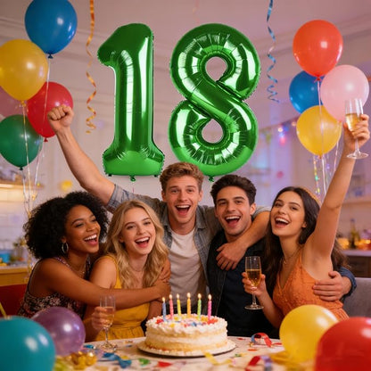 Number 18 Balloons 40 Inch for 18 81 Birthday Party Decoration, Dark Green | - Image 2