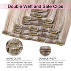 Pro2.0 Remy Real Human Hair Extensions Clip ins 120g Thick 7pcs Color #18p1000 Ash Blonde with Bleach Blonde Remy Clip in Hair Extensions Real Human Hair 16inch Double Weft（#18P1000-16inch）
