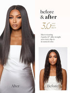 LUVME 0.59mm Zero Trace Invisible Clip in Hair Extensions, Yaki Straight 2 Pack 6 Pcs 100g 22 Inch, 100% Real Human Hair Clip Ins, Seamless Invisible Length for Office, Brunch & Nights Out