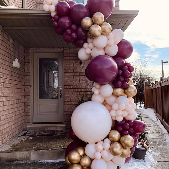 Burgundy Balloons, Rose Champagne Gold Balloons Burgundy Rose Pearl Balloon - Image 5