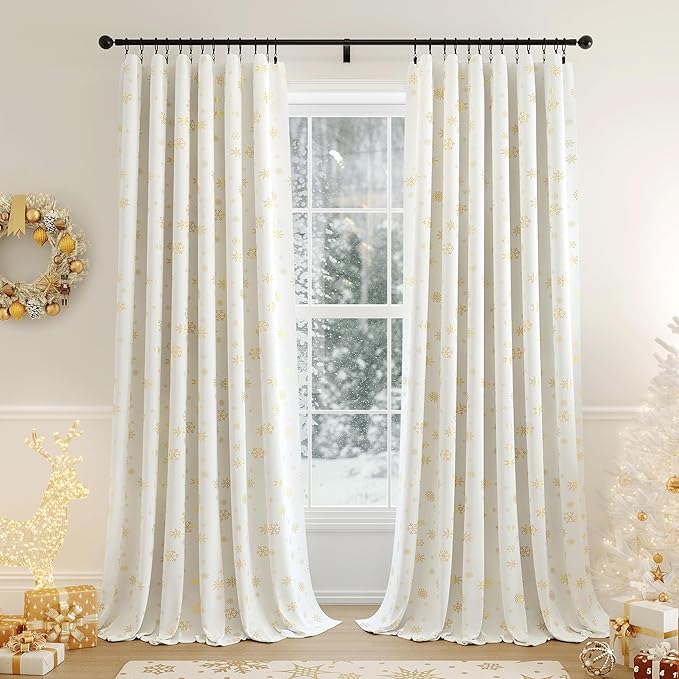 Beauoop Christmas Cream Velvet Curtains by Beauoop