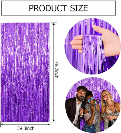 10 Pack Purple Backdrop Tinsel Streamers Foil Fringe Backdrop Halloween Party - Image 7