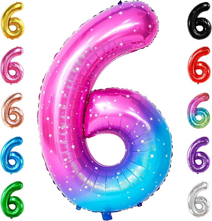KatchOn Foil Rainbow Number 6 Balloon by KatchOn