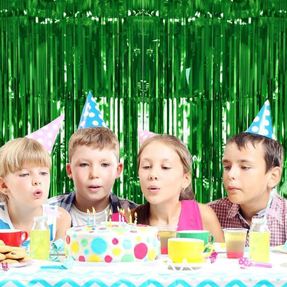 2 Pack Green Tinsel Curtain Party Backdrop, 3.2Ft x 8.2Ft Metallic Tinsel Foil - Image 8
