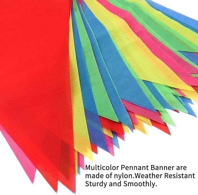 RUBFAC 1020ft 720pcs Colorful Pennant Banner Flags | Multicolor bunting string - Image 3