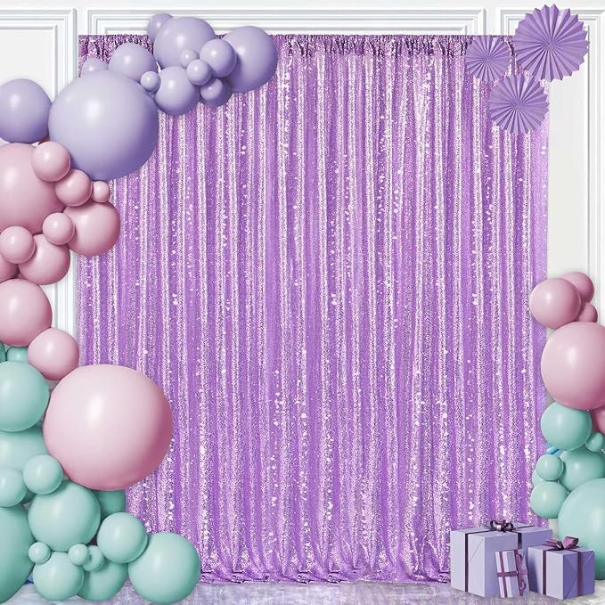 8ft x 8ft Light Purple Sequin Backdrop - Image 4