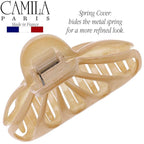 Camila Paris CP3082 French Hair Clip for Women Thick Long Curly Wavy Hair, Beige, Girls Hair Claw Clip Fashion Styling Accessory, Strong Hold No Slip Grip, Made in France