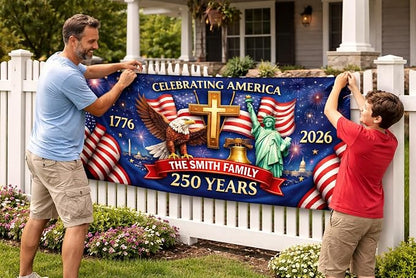 Personalized 250 Years of Freedom USA Banner 1776-2026, Patriotic American - Image 2