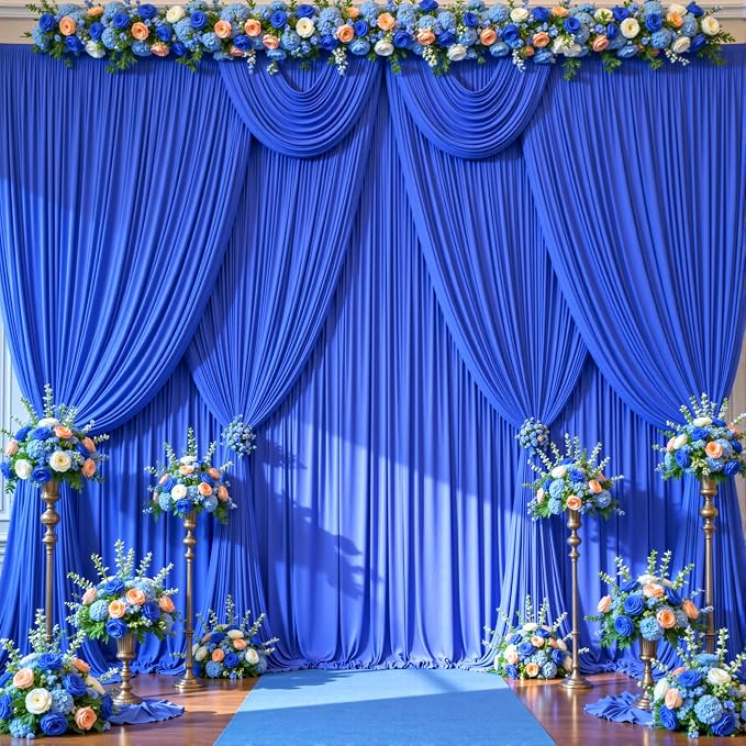 10 Panels Royal Blue Backdrop Curtains - Image 2