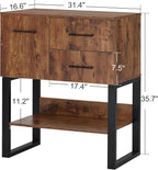 BarberPub Styling Barber Station, Wall Mount Storage Cabinet, Salon Equipment for Hair Stylist, Spa Beauty Makeup Organizer, Bathroom Dresser with Drawers & Shelf 3185 (Brown & Black)