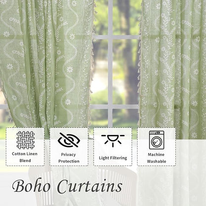 Schweek Boho Curtains 63 Inches Length 2 Panels - Image 4