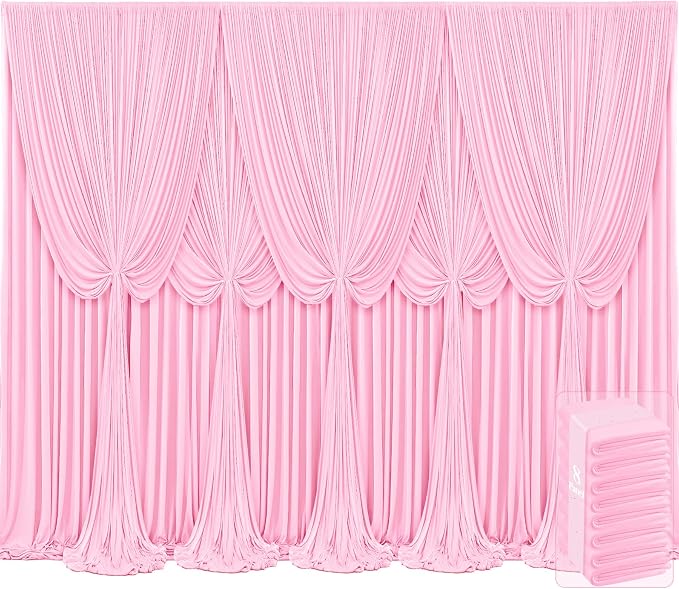 8 Panels Pink Backdrop Curtains by Tao-GePartyDecorations