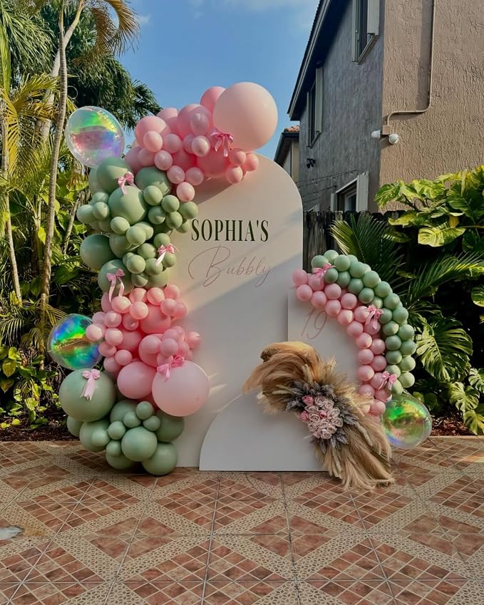 152Pcs Pink and Green Balloon Garland Arch Kit - Image 5