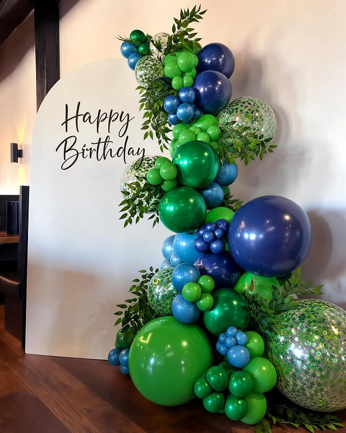 Blue and Green Balloons for Graduation Baby Shower Birthday Decorations | 60Pcs - Image 6