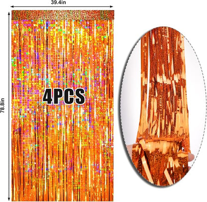 4 Packs Orange Foil Fringe Curtain, Baby Shower, Thanksgiving, Friendsgiving - Image 6