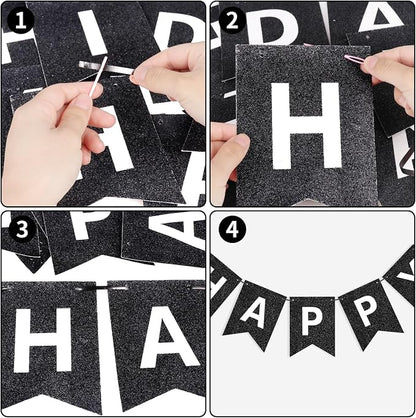 Hooqict Black Happy Birthday Banner Sign - Image 6