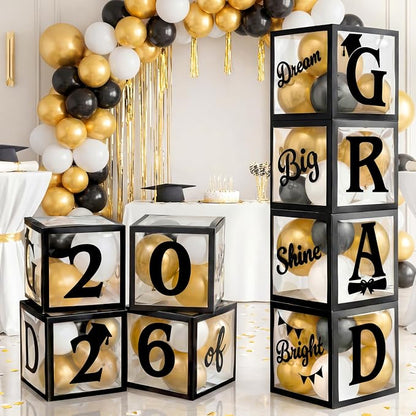 JOYIN 4 Pcs 2026 Graduation Balloon Boxes, Graduation Decor, Graduation Party by JOYIN