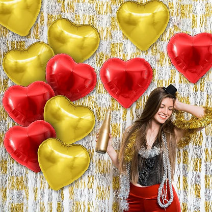 Red Gold Heart Balloons, 18Inch Gold Helium Polyester Film Balloon - Image 5