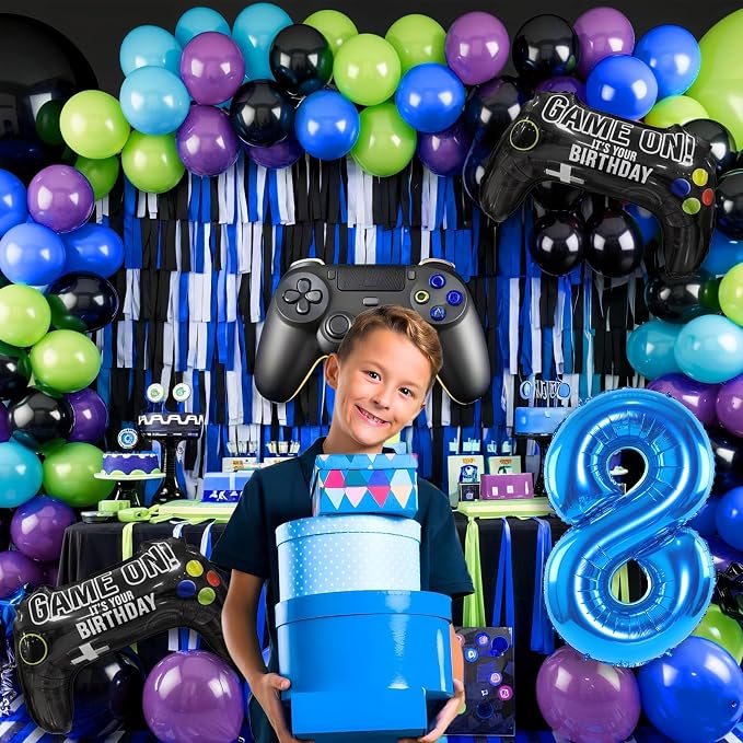 8th Birthday Video Game Balloons Arch Kit, Light Olive Green, Video Game Themed - Image 5