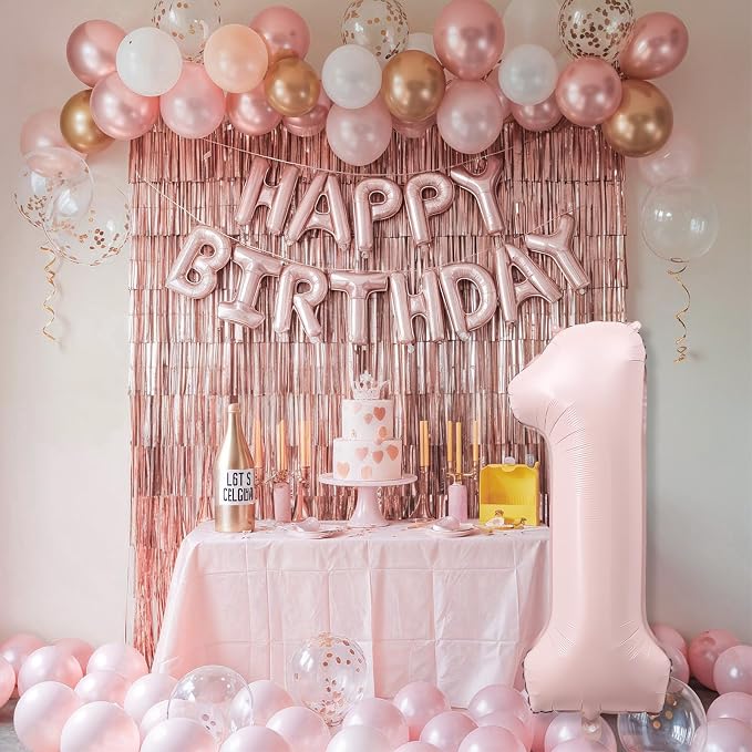 Big Number 1 Balloons, Dusty Light Pink Foil 1 Balloon Numbers 40 Inch - Image 7