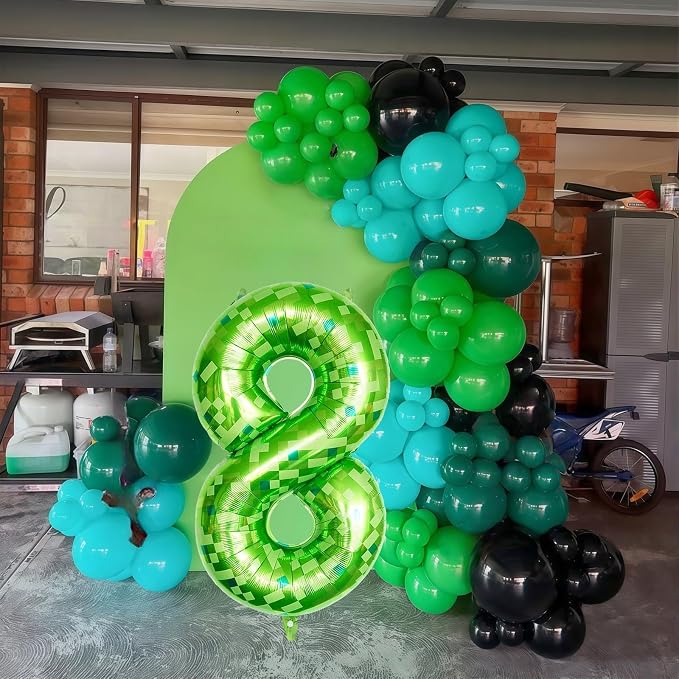 Number 8 Balloons 40 Inch, Gaint Cartoon Lime Green Pixel 8 Balloon Number - Image 3