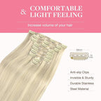 GOO GOO Clip in Hair Extensions Real Human Hair, Remy Human Hair Extensions Clip ins for Women, Natural Human Hair, 16inch 150g 9Pcs, 17A/60A Ash Blonde Highlighted Platinum Blonde
