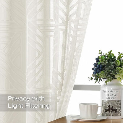 Simplebrand Ivory Sheer Curtains 72 Inch Length 2 Panels - Image 2