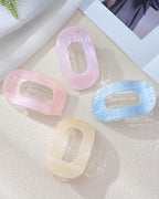 Mesovor 4 Pack French Flat Hair Clips for Women, 3.74" Nonslip Stylish Round Duckbill Lay Flat Hair Claw | Side Slide Volume Flat Hairclips for Lying Down, Yoga, Driving (Mermaid Stripes)