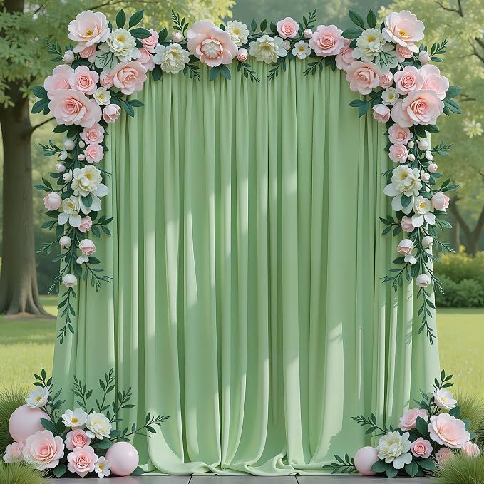 Asee'm Sage Green Backdrop Curtains Drapes by Aseem